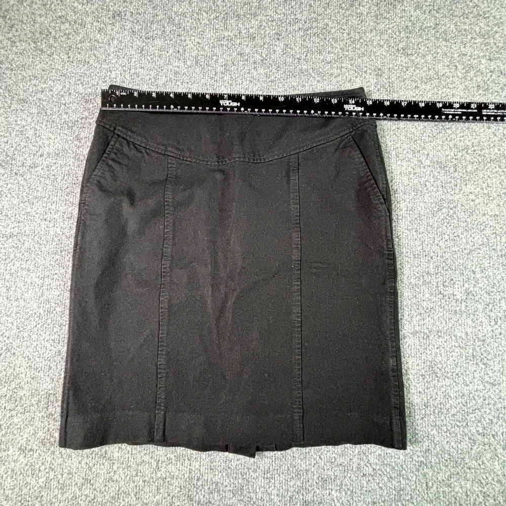 Banana Republic Women Black Denim Straight Pencil Skirt 8 Preppy Stretch Pockets